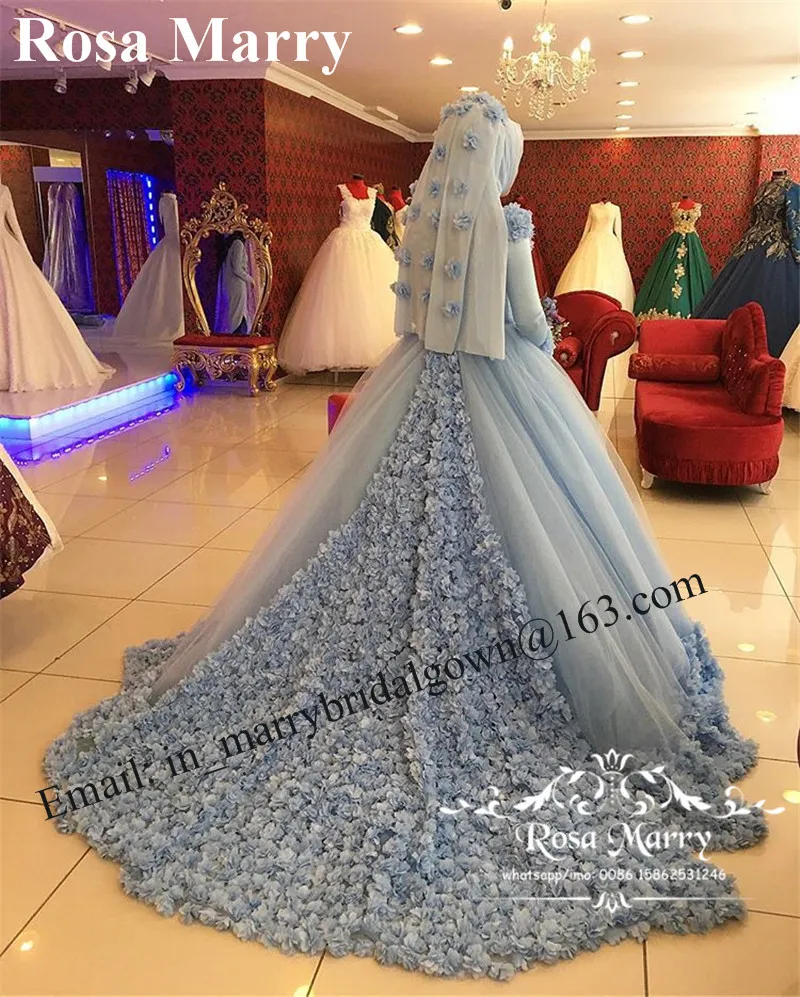 open lace back dress Long Sleeves Scoop Neck Applique Tulle Muslim Dresses-Bridelily main image 0
