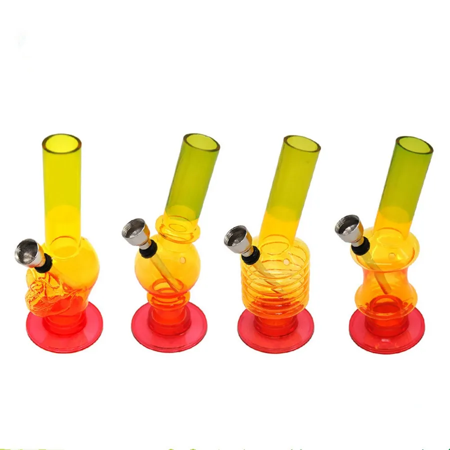 150mm Divers Givré Mince Acrylique Bong Twist Bulle Tuyau D'eau Tous Les Modèles Narguilé Shisha Fumer Tuyau En Métal Verre Bong Bubblers