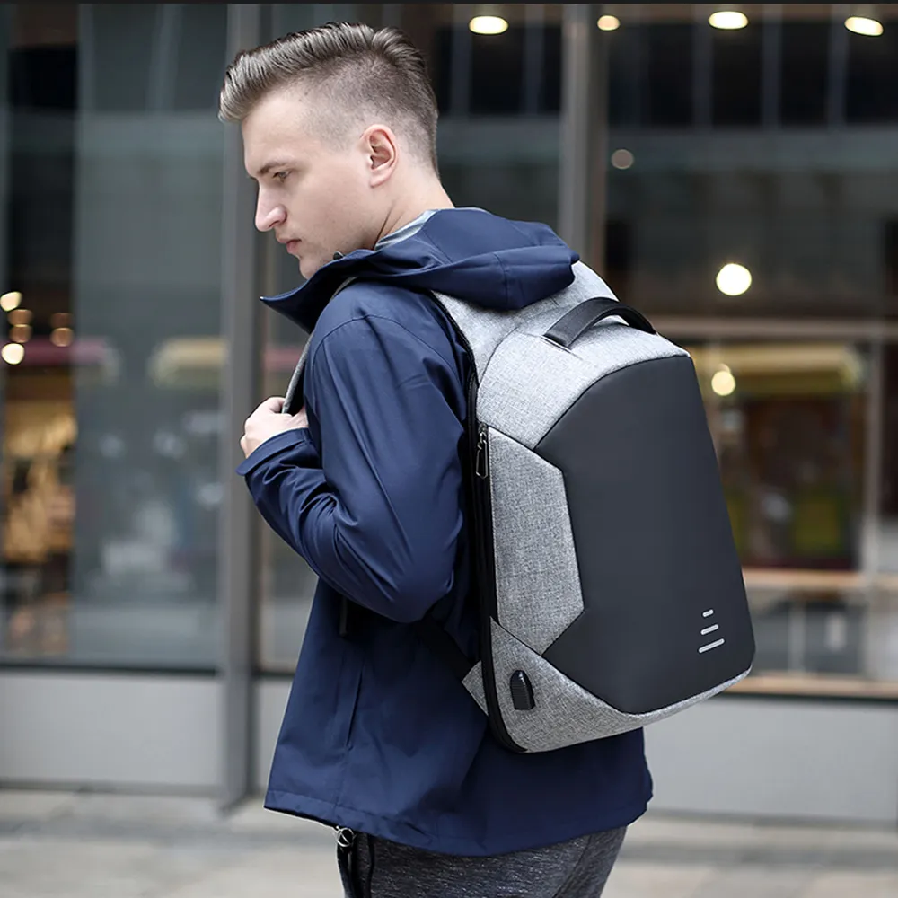 Mannen 15.6 Laptop Rugzak Anti-diefstal Rugzak USB Opladen Mannen School Notebook Bag Oxford Waterdichte Reizen Rugzak