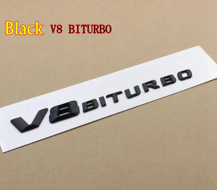 Högkvalitativ 3D ABS V12 V8 Biturbo Letter Logo Emblem Badge Baksidan Bilklistermärke för Mercedes Benz AMG BMW MAZDA Chevrolet Skoda