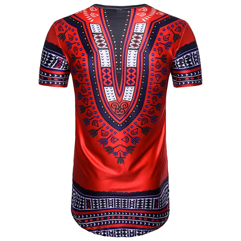アフリカトーテムプリントバンドナTシャツファッション半袖フォークカスタム幾何学的シャツメンズカジュアルヒップホップトップ2018熱い販売男服