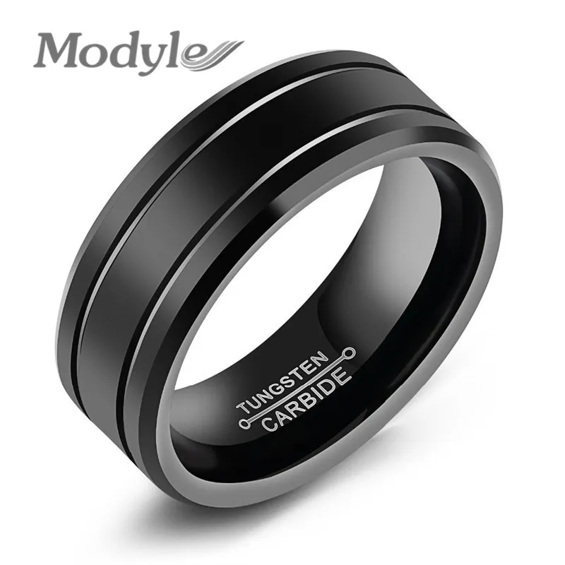 Fashion Black Tungsten Pierścień dla mężczyzn Tungsten Wedding Ring Biżuteria Modna męska pierścionek