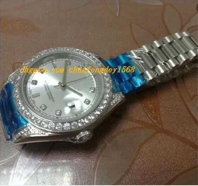 Najwyższej jakości Prestiżowe zegarki 118346 Platinum Diamond Bezel Papro Papers Automatyczne Marka Marka Zegarek Męski Zegarek