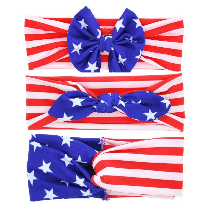 Newbornborn American Stars Stripes Bandeira Headband Nacional Dia Crianças Bow Elasticidade Faixa de Cabelo Acessórios Para o Cabelo