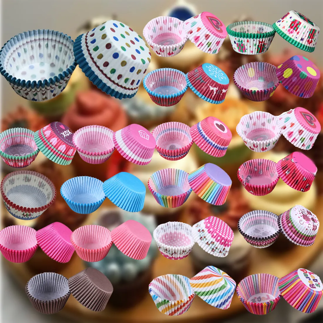 100 pcs lot Muffins Paper Cupcake mold Wrappers Baking Cups Cases Muffin Boxes Cake Cup Decorating Kitchen Cake Tools DIY with PVC box