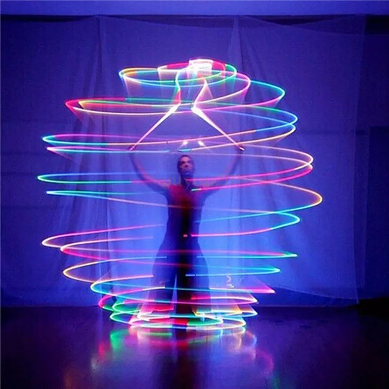 Lot De 2 Balles De Poï LED - 7 Couleurs, 9 Modes - Boucles Réglables - Pour Spectacle, Danse, Rave - Enfants Et Adultes