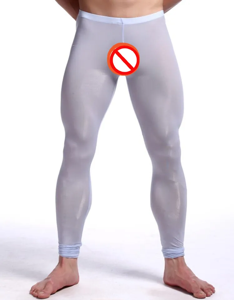 Sexy Men's Underwear Clothing Transparent Zentai Leggings Ballet Silk long johns Costumes Nylon Spandex for Super stretch milk silk ice silk
