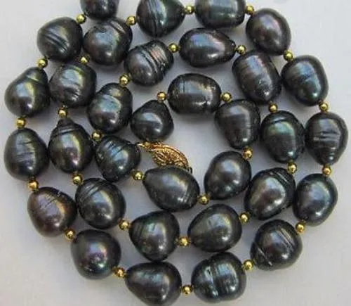 VENTE EN GROS 20 POUCES 11-13MM COLLIER DE PERLES NOIRES DE TAHITI FERMOIR EN OR 14K