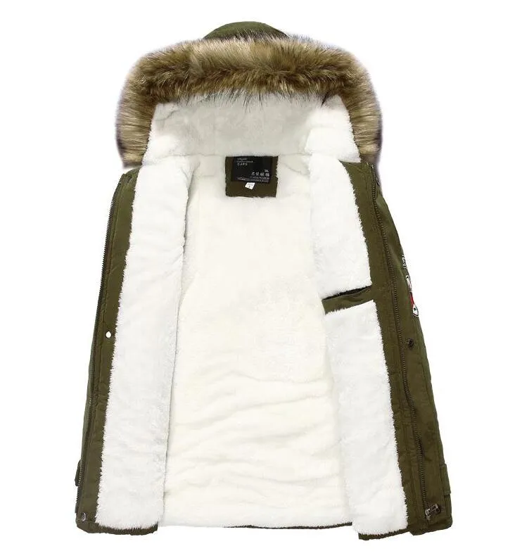 Parka Männer Mäntel Winter Jacke Männer Schlank Verdicken Fell Kapuze Outwear Warme Mantel Top Marke Kleidung Casual Herren Mantel Veste homme Tops