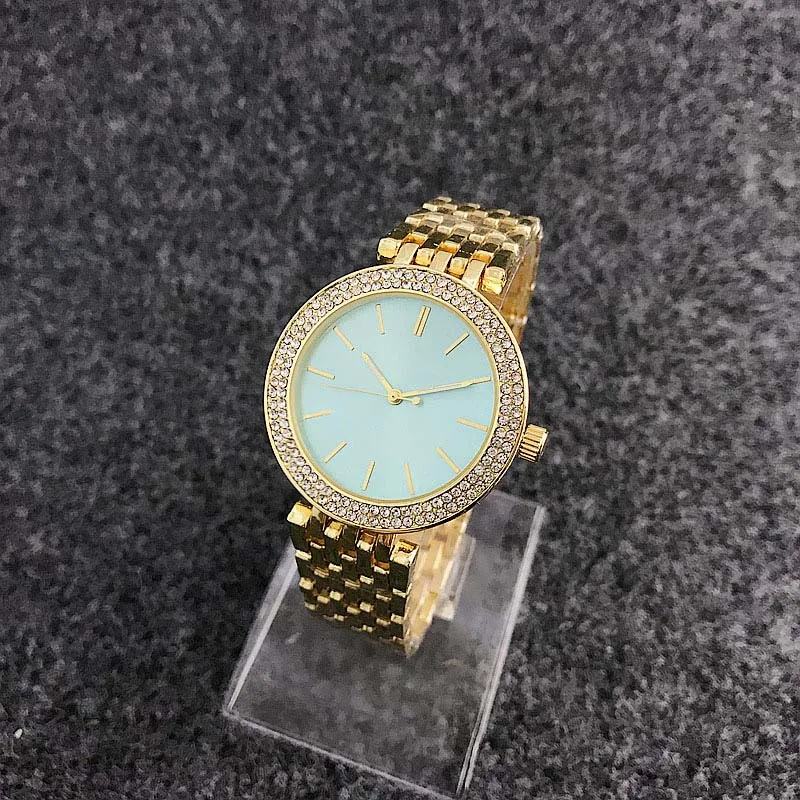 Fashion M design merk dames meisje kristal wijzerplaat roestvrij stalen band quartz horloge M6056-1