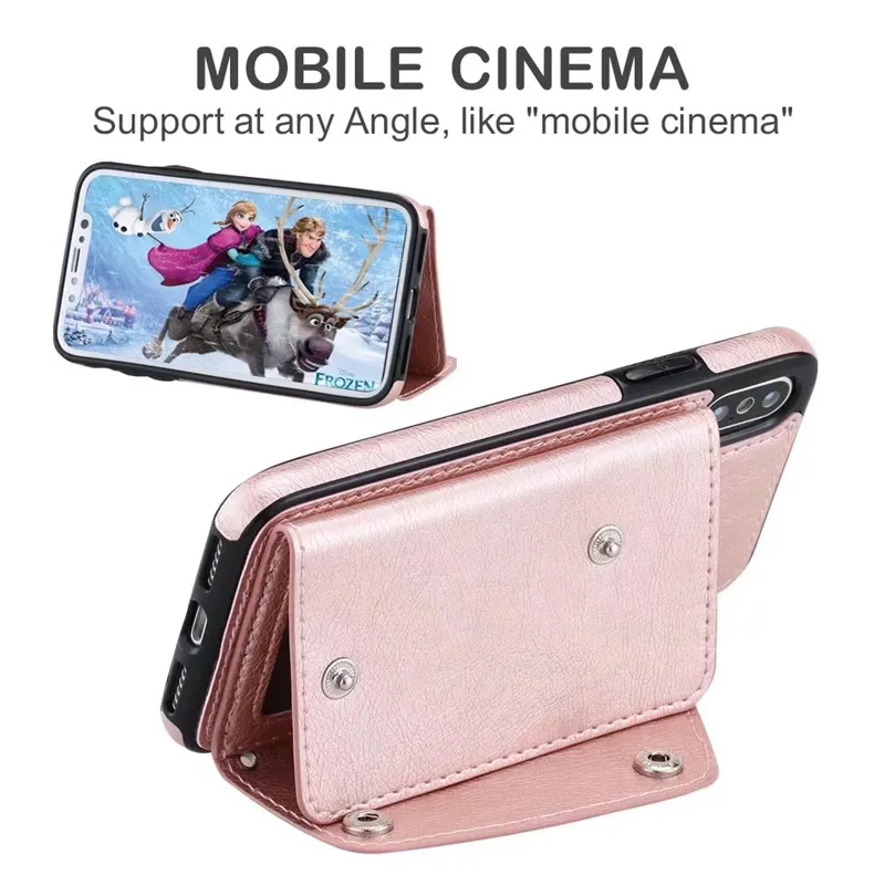 Fashion ID Card Slot Wallet Leather Back Cases For Iphone 13 12 11 Pro MAx XR XS X 8 7 6 Galaxy Note 20 Cash Magnetic Cover Holder Purse Pouch Luxury