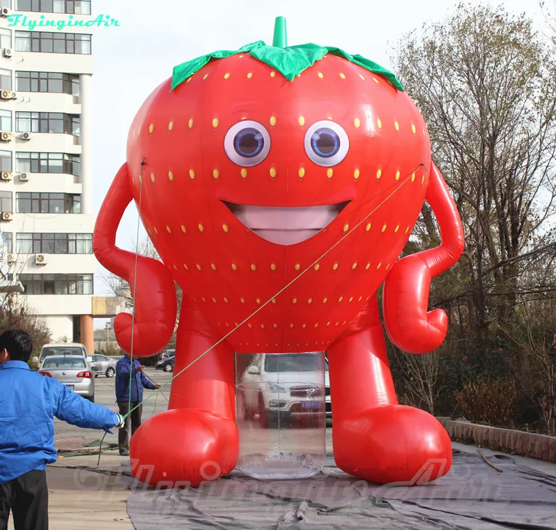 Reklam ballong 3m / 5m söt uppblåsbara jordgubbe man tecknad växt kreativ luft spränga jordgubbar reklam