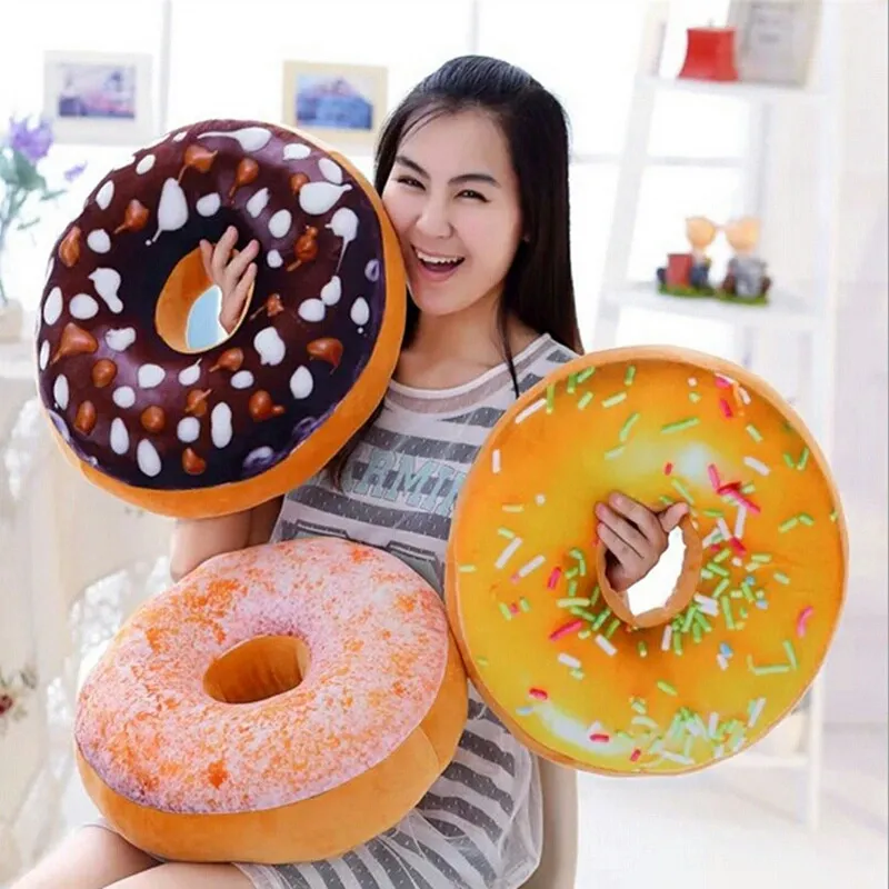 Donut Almohada Donuts Forma de anillo Sof Almohada 3D Anillo suave Silla Coj n trasero Juguetes de peluche creativos Regalos Decoraci n para el hogar