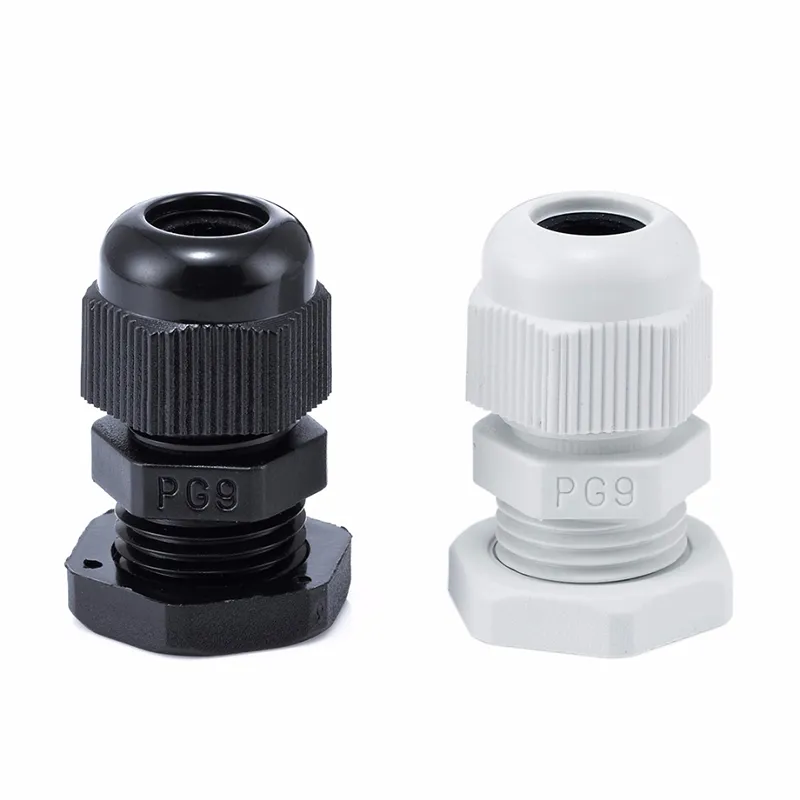 Cable Glands Suyep PG9 Black White Waterproof Adjustable Nylon Connectors Joints With Gaskets 4-8mm For Electrical Appliances