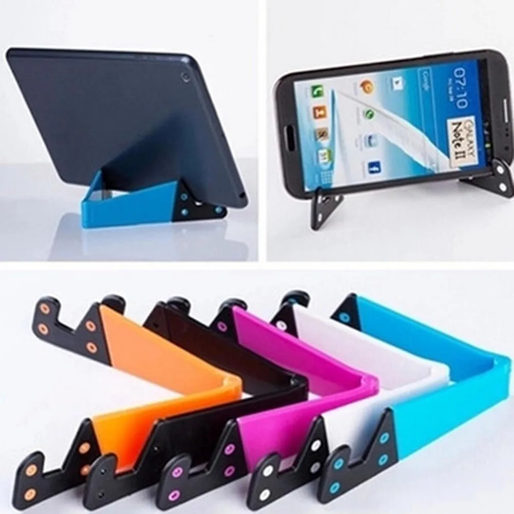 Universal Foldable Mobile Cell Phone Stand Holder for Smartphone and Tablets Dual support V Shaped Folding Bracket for phones Tabl3290994