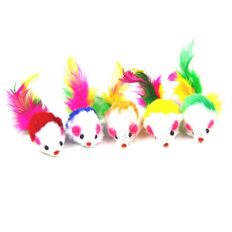 Jouets en molleton doux pour chat, fausse souris, plumes colorées, jouets d'entraînement amusants pour chiens, chats, chaton, ZA6138