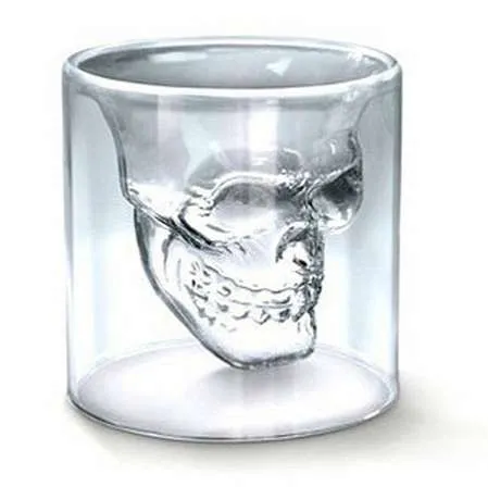 New creative crystal skull shape tea cup 75ml 180ml 250ml heat resistant glasss cup transparent kung fu tea set drinkware gift