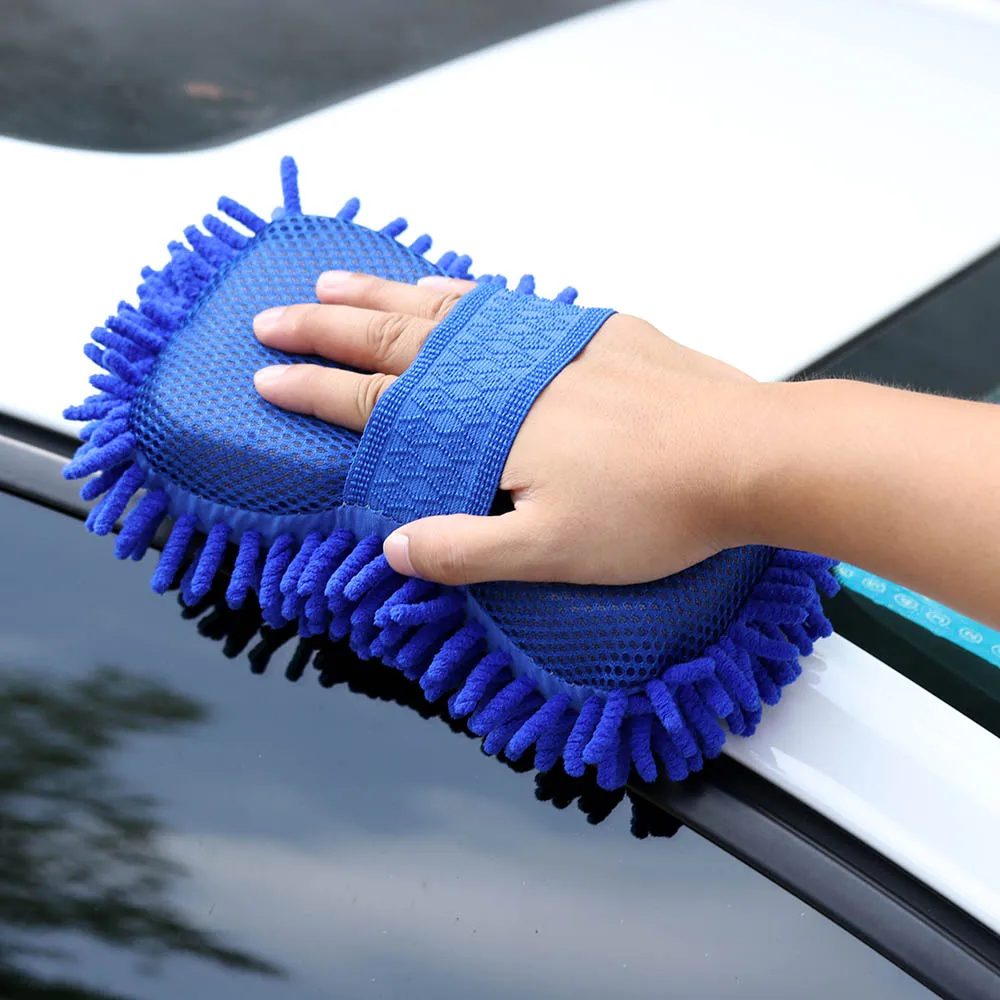 1 pièces lavage de voiture Auto main serviette douce microfibre Chenille anthozoaire gants de lavage corail polaire éponge lave-auto