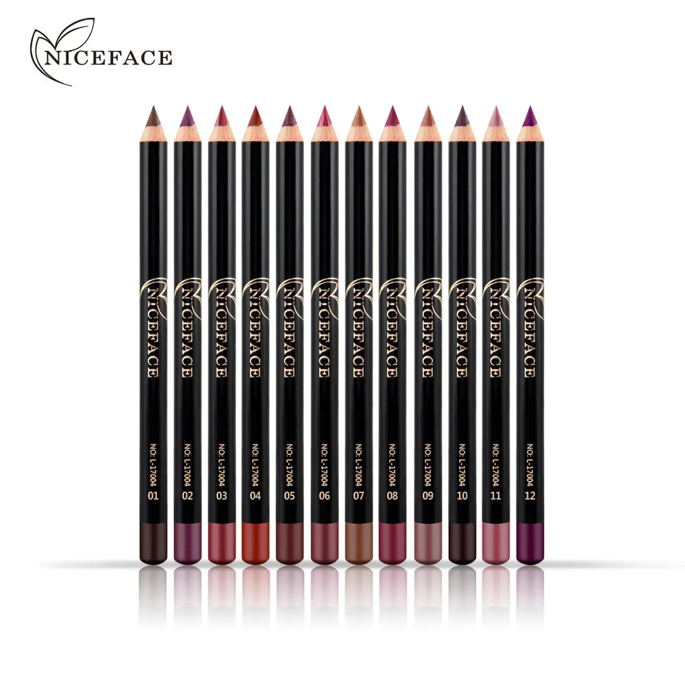 12 colors set brand lip pencils matte lipliner pencil waterproof makeup lips matte lipstick lip liner pen smooth nude cosmetics