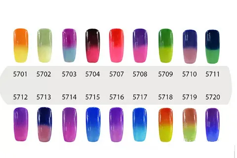 NEW ARRIVAL Elite99 7ml Temperature Change Chameleon Changing Color Soak off UV Nail Gel Polish UV Gel Choose 8 From 54 Color