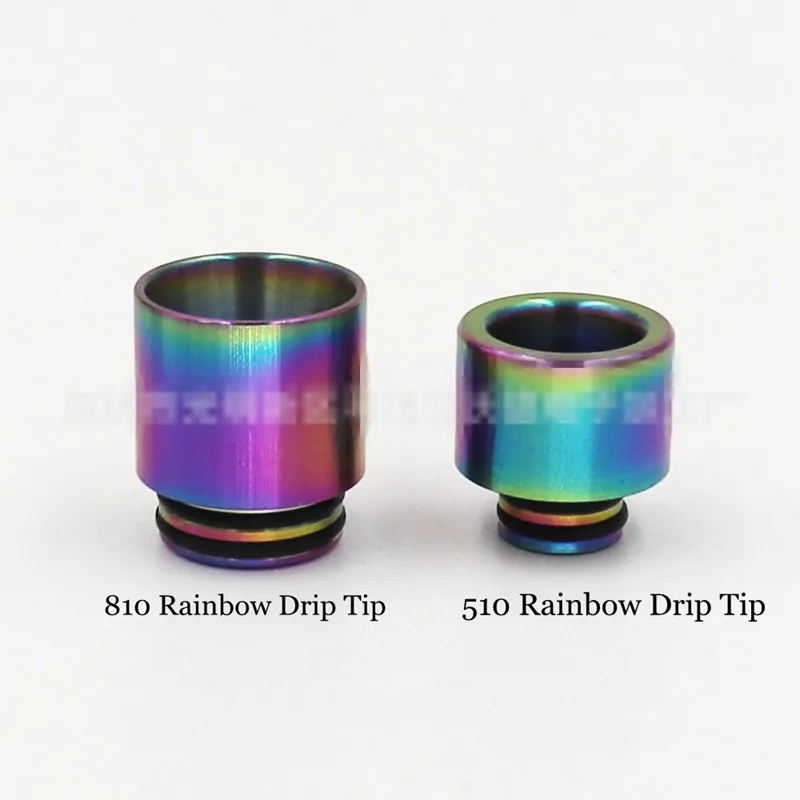 510 810 Through Drip Tips Rainbow Color Steel Stainlist Steel Ss tip tip for wide bore pumpe tfv8 tf12 prince tank bulb glass dhl