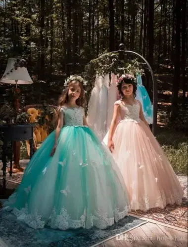 Enfants robes de fille de fleur de dentelle de tenue de soirée belle robe de bal de mariage robes de fille