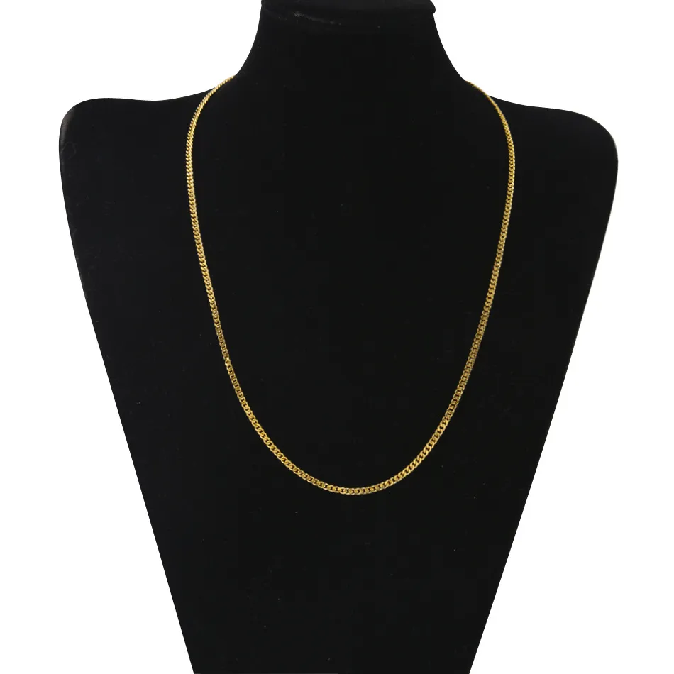 Cupper Gold Necklace Men Chain 3mm Wide40-65cm Anpassade smycken Curb Cuban Hip Hop Halsband Tillbehör2424