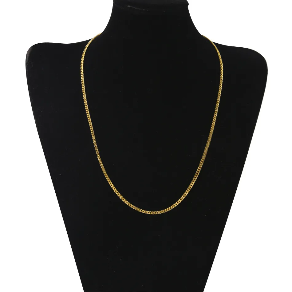 Collana in oro di rame Catena da uomo 3 mm di larghezza 40-65 cm Gioielli personalizzati Curb Cuban Hip Hop Collane Accessori