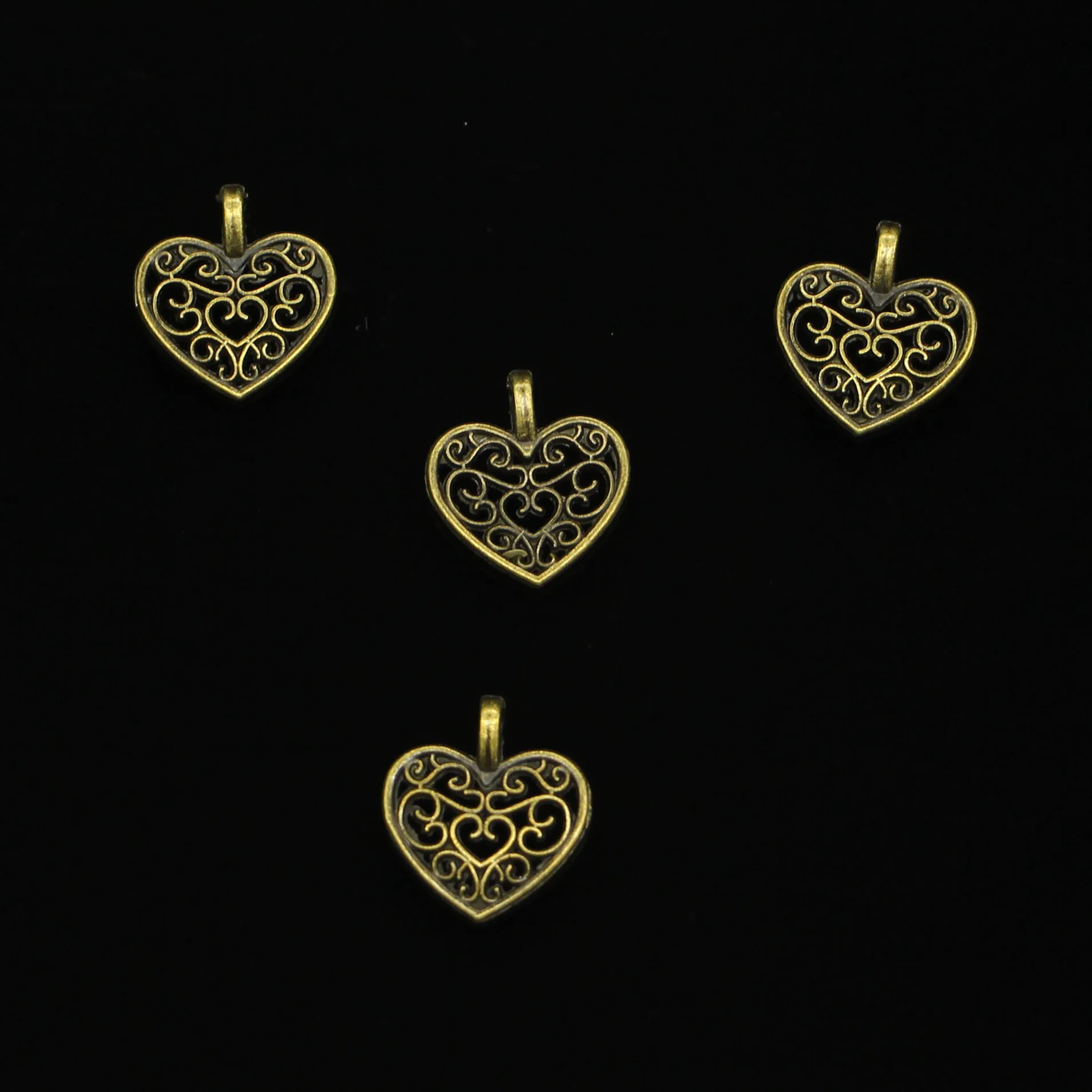 200 st zinklegering charms antik bronspläterad ihålig härlig hjärt charm för smycken som gör DIY handgjorda hängsmycken 16*14mm