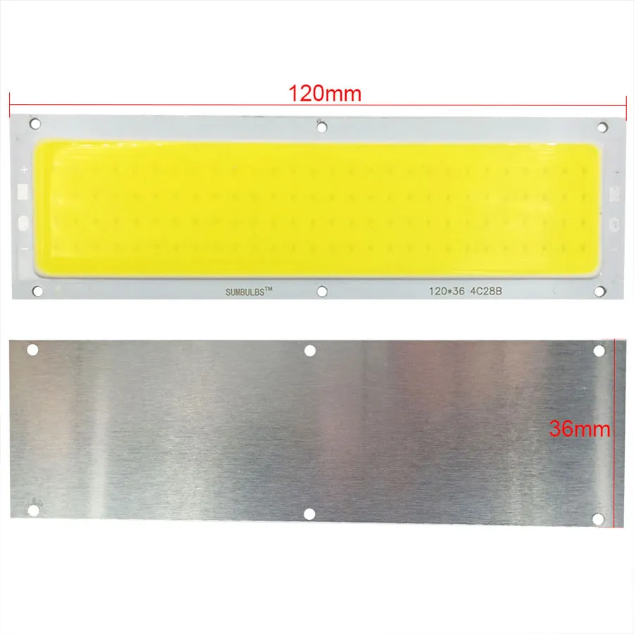 Sumbulbs 120x36MM 1000LM Ultra Bright LED Light Source 12V 10W COB Lamp for Car Lights DIY Waterproof LED Chip Module Bulb Strip3756447