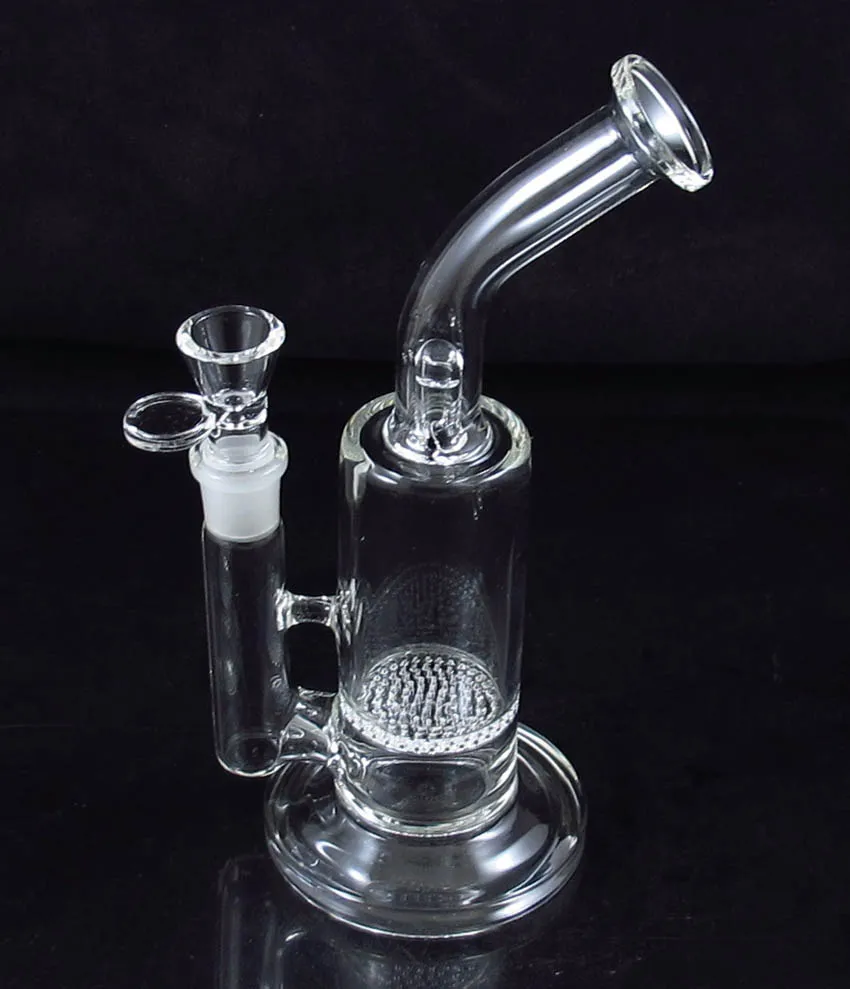 10 tum Clear Hookah Glass Bubbler Bong Rökning Rör med Honeycomb och Splash Guard Oil Dab Rig SG-03