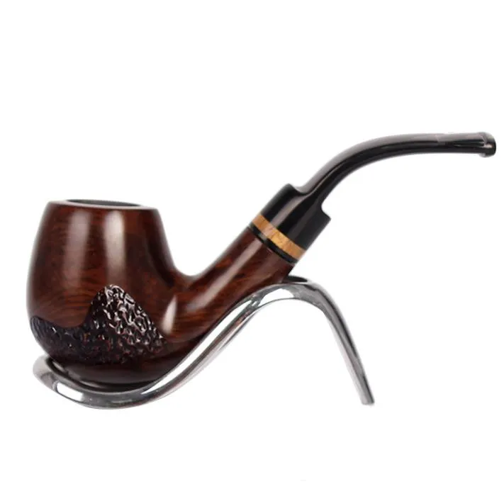New ebony carved hand-made pipe filter solid wood smoking accessories male bent bucket