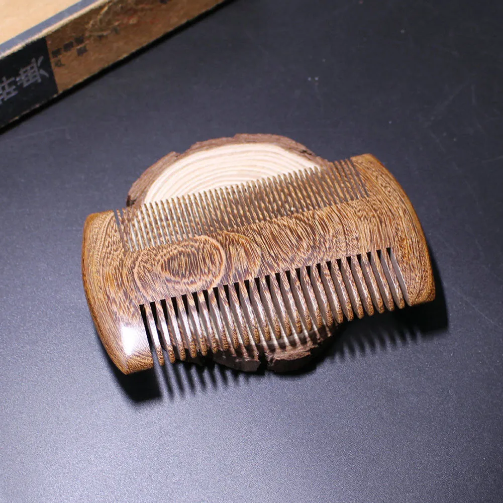 Combs Green Sandalwood Pocket Beard Hair Combs Double-sided beautifully carved craft Fashion Handmade Natural Wood Comb