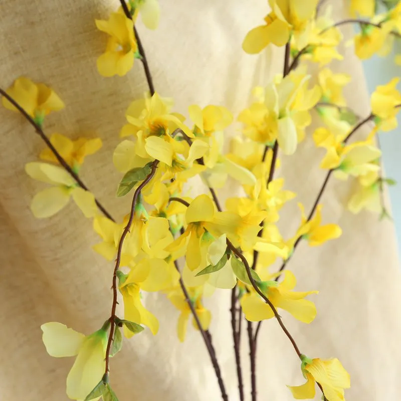 Estilo Rural europeu Amarelo de seda Dança Senhora Orquídea 104 CM flores Artificiais Flor Do Chão Para O Casamento / decoração Da Casa