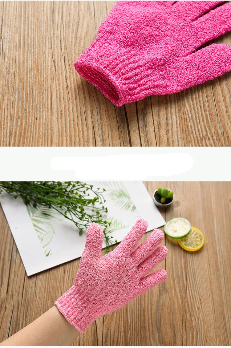 Exfoliating Wash Gloves Skin Body Bathing Mittens Scrub Massage Spa Bath Finger Gloves C4861