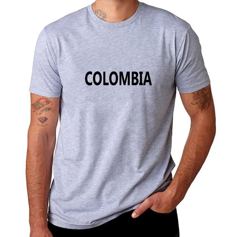 Colômbia Mens Tshirt Rússia T Shirts Homens COLÔMBIA Impressão de Manga Curta Tshirts Aptidão Algodão Macho Tops Tee