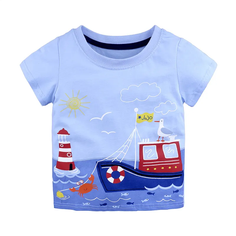 Baby Clothes Infant Kids Boys T-Shirt Tops Short Sleeve Cotton Cartoon Animals Pattern T-Shirt Children Boys Soft Vest Summer Clothes