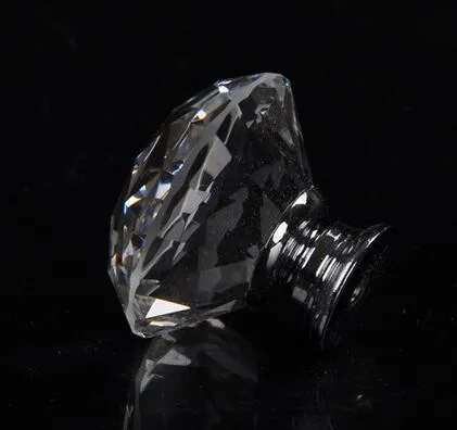 40mm Clear Diamond Shape Crystal Glass Pull Handle Cupboard Cabinet Drawer Door Furniture Knob