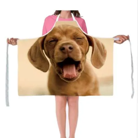 Avental exclusivo do trabalho para os homens Mulheres engraçadas do cão do animal de estimação do cão de estimação personalizado Avental sem mangas 79 * 67cm Bib da cozinha do restaurante Aventais