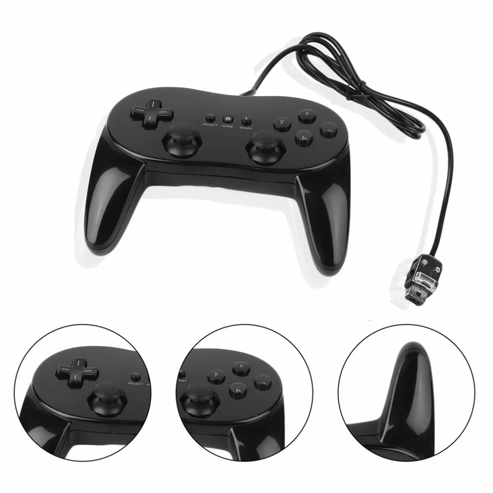 Novo Preto Branco Com Fio Clássico Controlador Pro Joypad Gamepad Para Wii  U Wii Remoto De Alta Qualidade Navio Rápido De $19,4