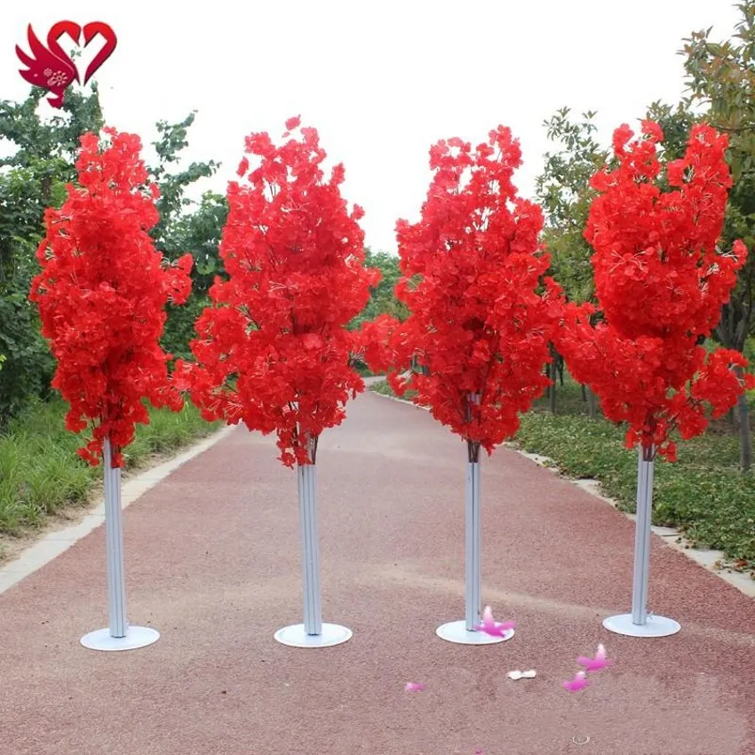 1,5 M 5 pies de altura, árbol de flor de cerezo artificial blanco, columna romana, caminos para boda, centro comercial, accesorios abiertos