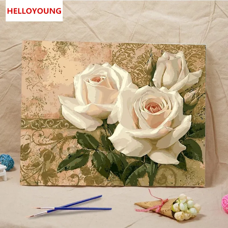 Цветы цветут цифровую живопись расписанного масла на номера картины масла китайских Спиральные картины домашнего украшение