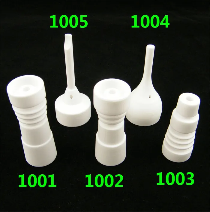 DHL Great quality 14mm and 18mm Universal Fits Domeless Ceramic Nails Male or Female with Carb Cap VS Titanium Nail for Glass Pipe