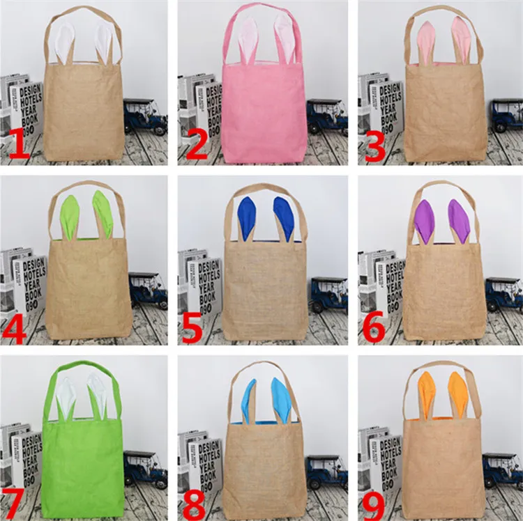 5 kleuren Pasen Bunny Bag Viering Geschenken Pasen Hare Geschenken Katoen Canvas Handtassen Winkelen Bag Pasen Gift Opbergzakken T1I229