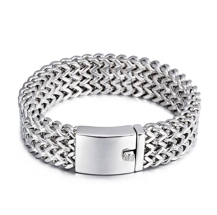 12mm 18mm WidePunk Cool Mesh Chain Bracelet Men Women Fashion Never Fade Hiphop Stainless Steel Mens Bracelets Bangles Biker Jewelry Brazaletes