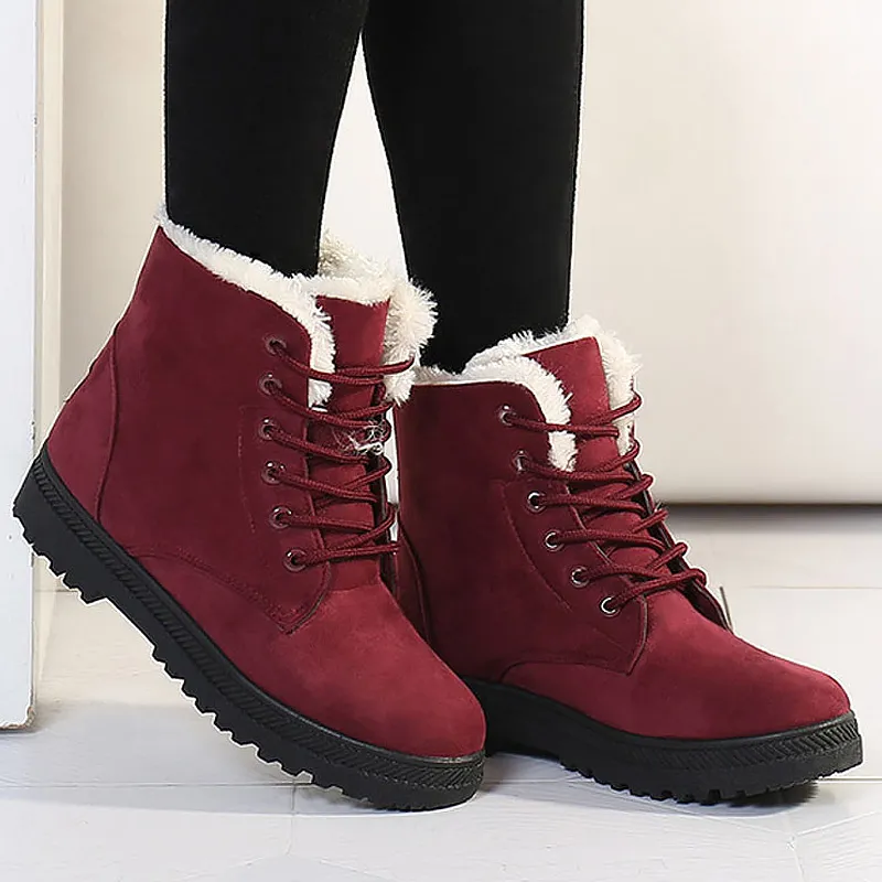 Bottes de neige chaudes 2018 talons bottes d'hiver nouveauté femmes bottines femmes chaussures chaud fourrure en peluche semelle intérieure chaussures Woman272K