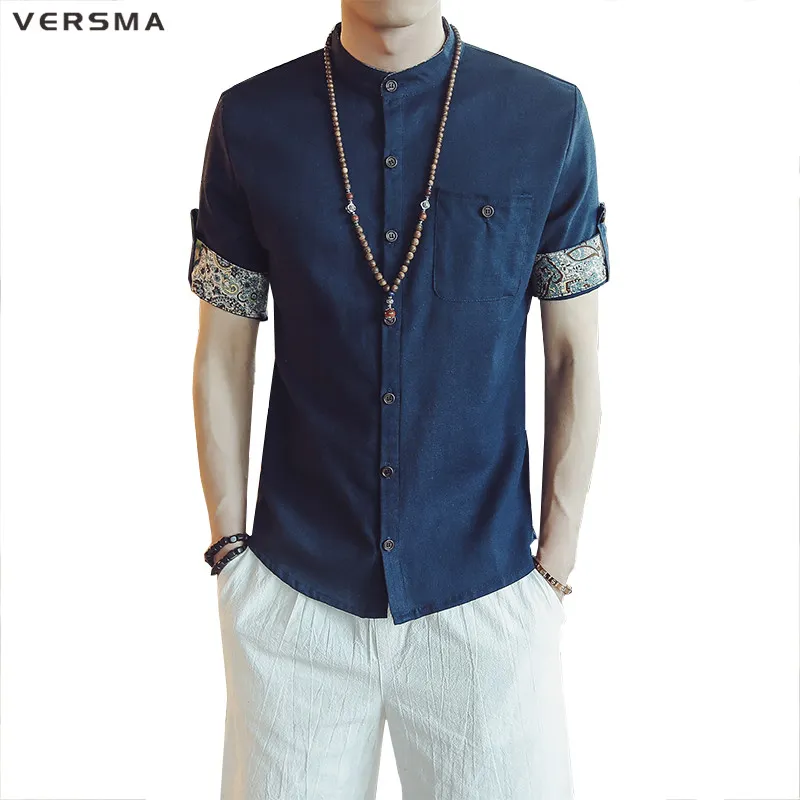 Chemise Homme Style Kung Fu En Coton/lin - Boutons Grenouille Mandarine - Taille Régulière