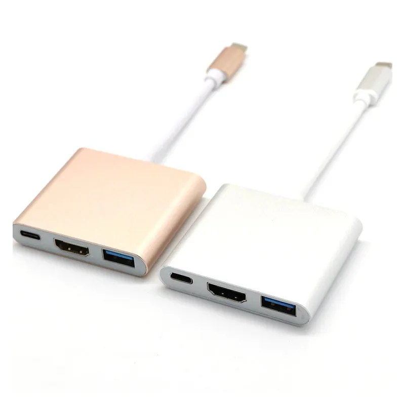 USB 3.1 Hub USB-C USB 3.0 / HDMI / C Tipi Dişi Şarj Noktası OTG Adaptör Mac için