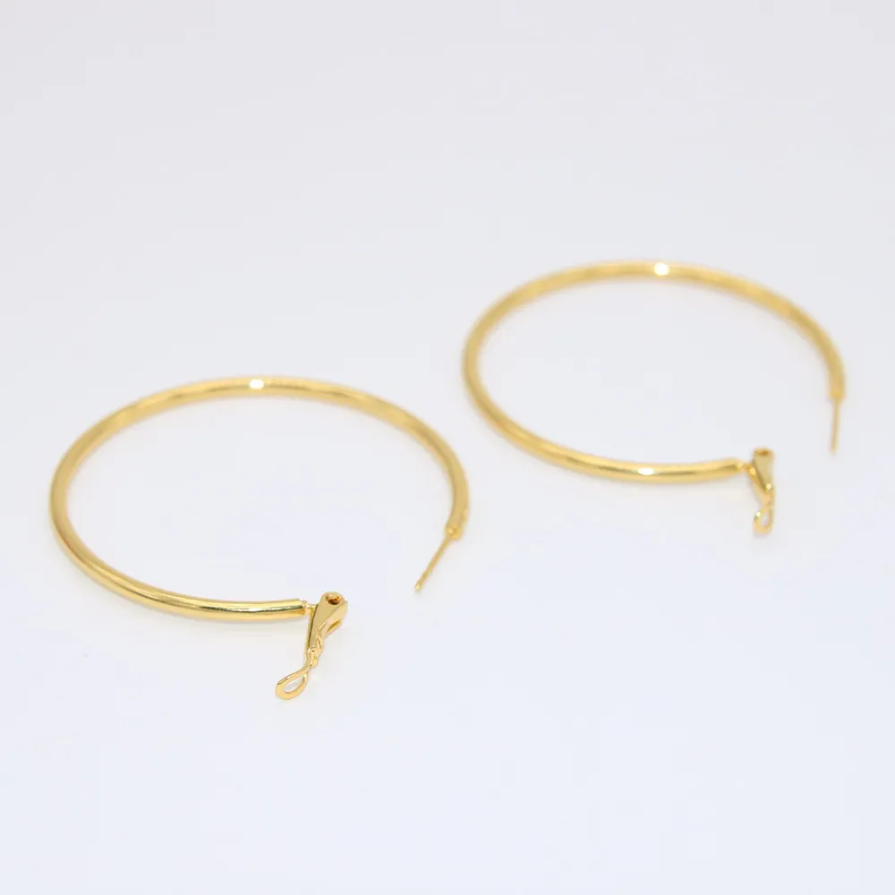 Simple Style Fashion Round Huggie 18K Yellow Gold Filled Smooth Circle Hoop Earrings For Women Mother's Gift