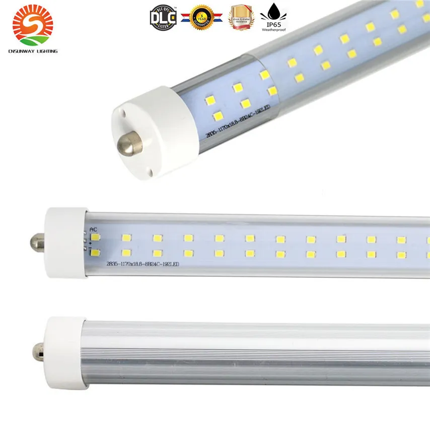 صفوف عالية الجودة مضاعفة LED Tube Light FA8 R17d FluorScent Lamp T8 Tube AC85-277V 8ft 72W 384pcs LED Tube High Lumens Free